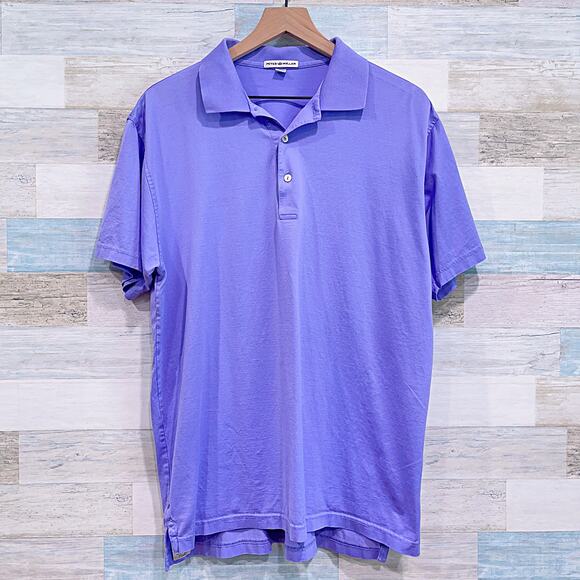 Peter Millar Soft Jersey Golf Polo Shirt Purple Short Sleeve Casual Mens Large - Picture 1 of 5
